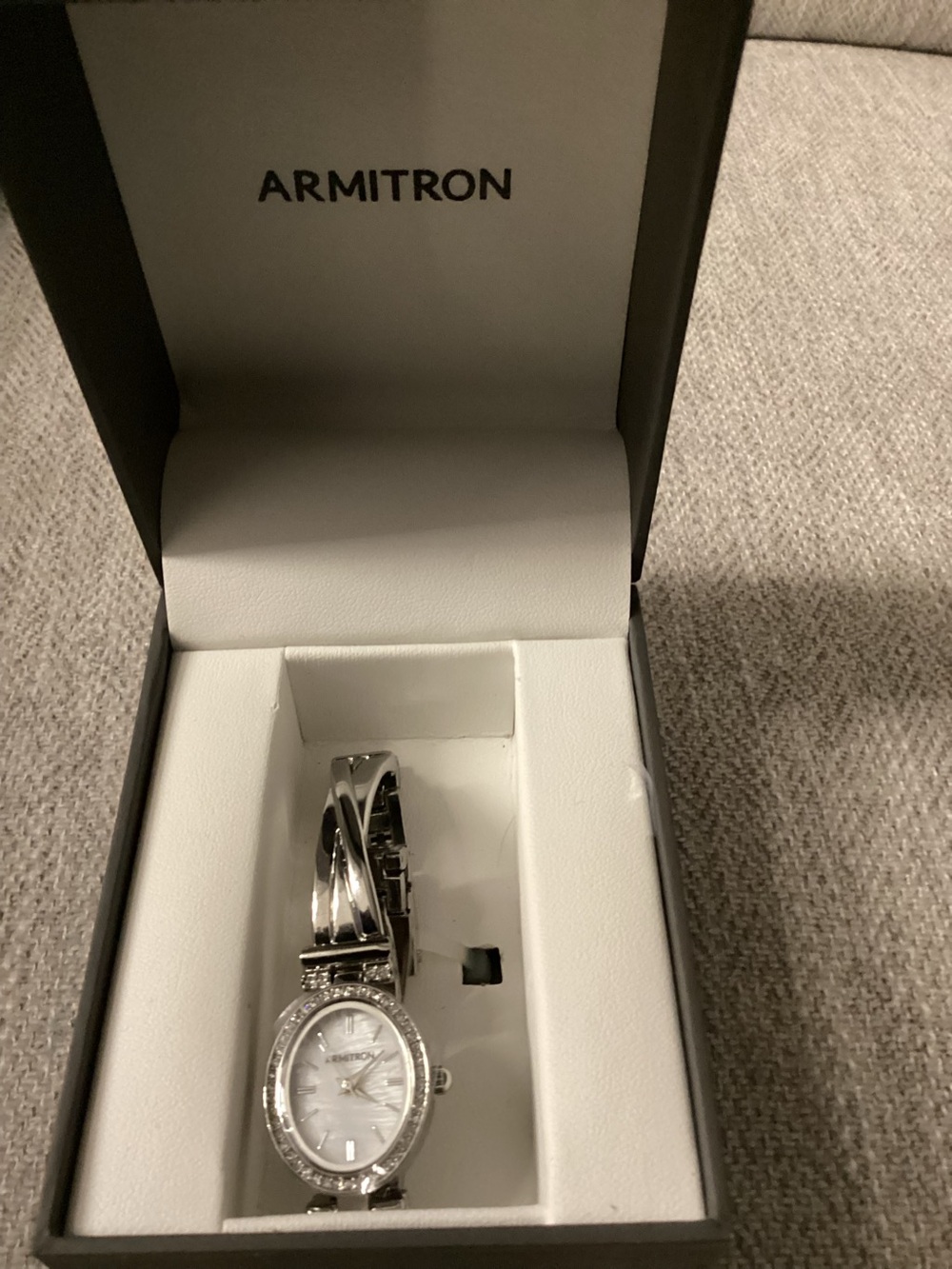 Armitron Silver Women's Oval Crystal-Trim Bracelet Watch